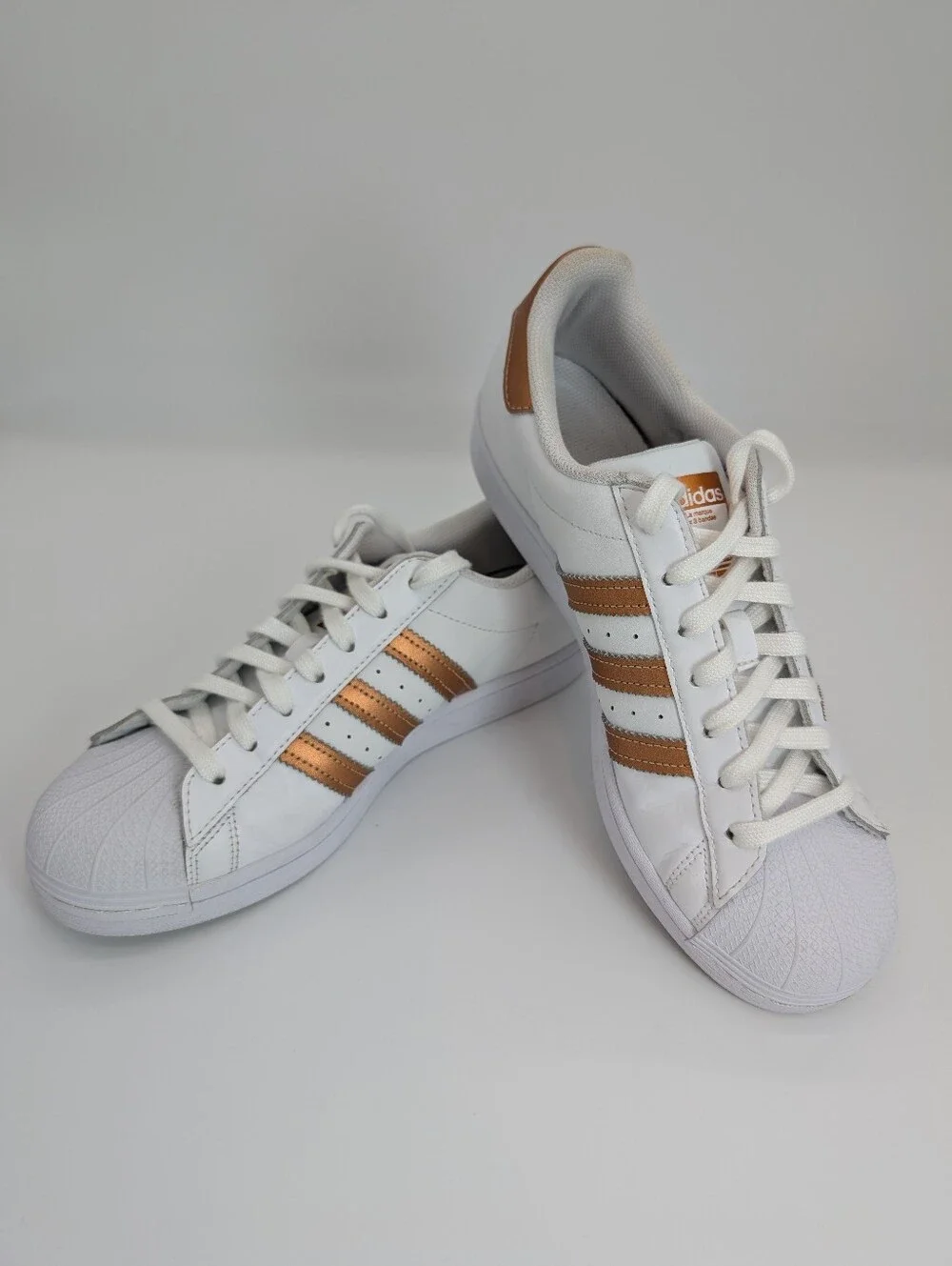 adidas Superstar Women's White Copper Metallic Sneakers US 10